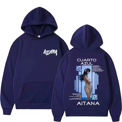Singer Aitana Cuarto Azul Album Graphic Hoodies Men Women Fashion Pop Music Hooded Sweatshirt Unisex Casual Oversized Pullovers