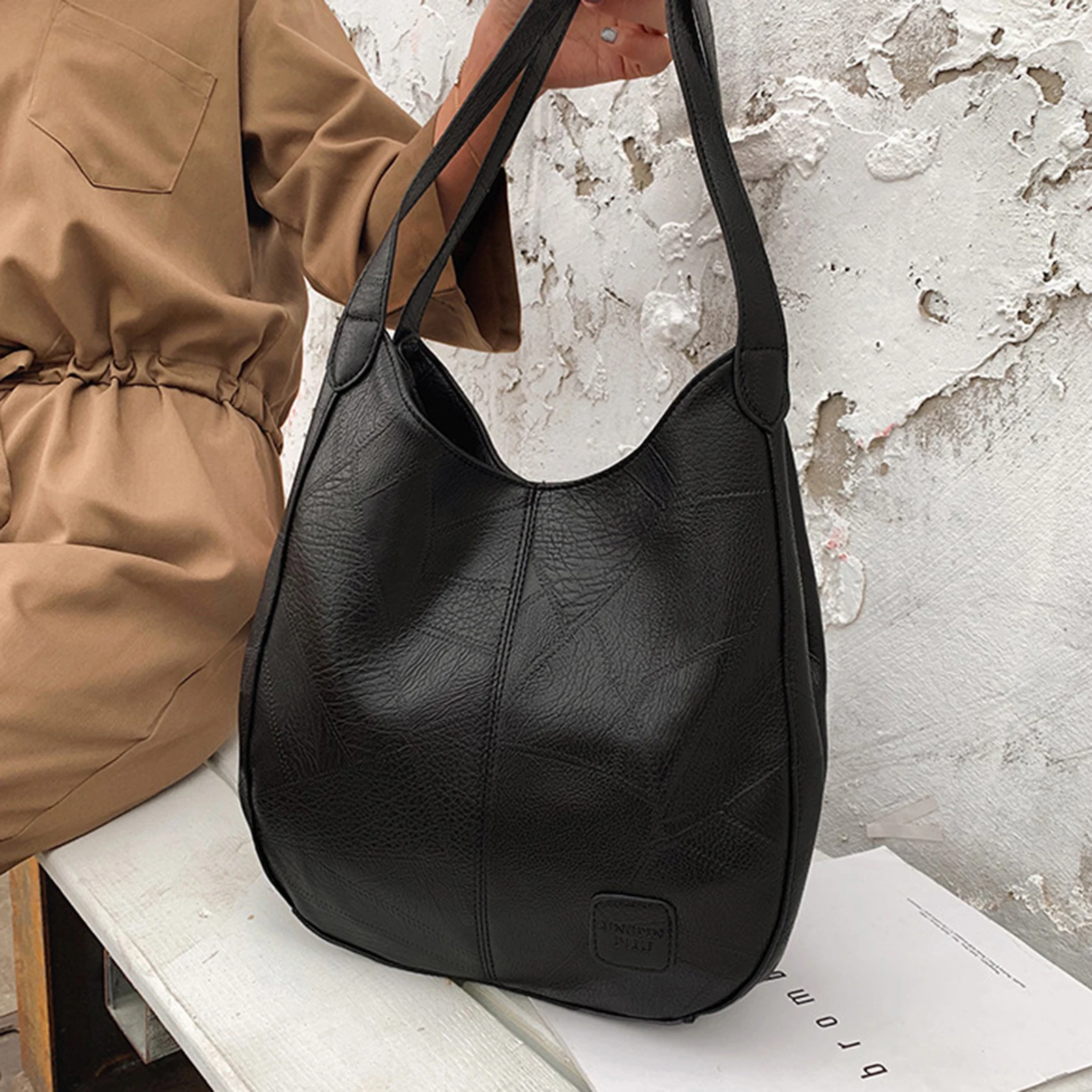 Bolso de hombro Tote suave para mujer, bolso de hombro Vintage con bolsillo interior para estudiantes, viajes, fiesta, trabajo