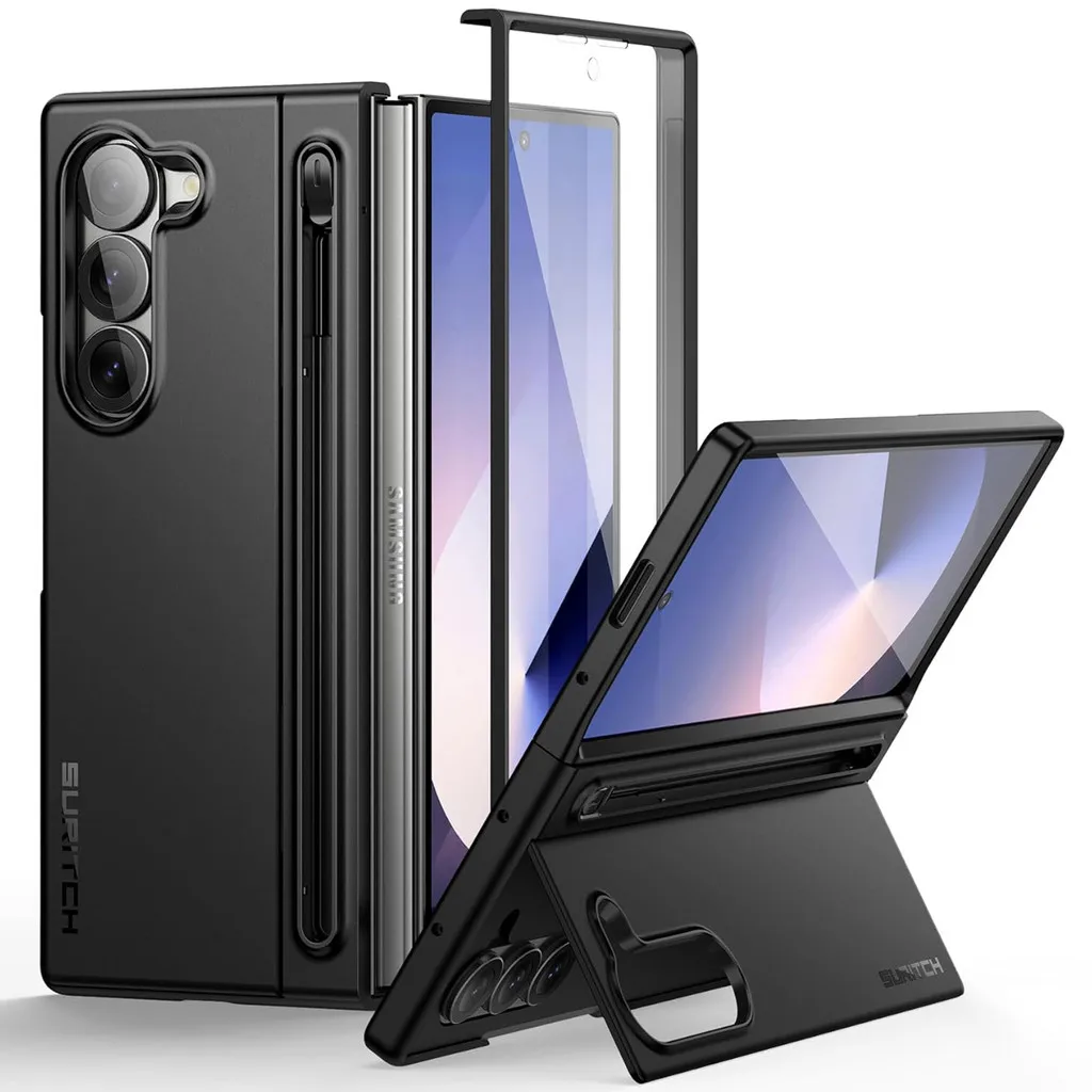 

SURITCH for Samsung Galaxy Z Fold 6 Case with Screen Protector Kickstand S Pen Holder [S Pen NOT Included] Fold 5 Cover