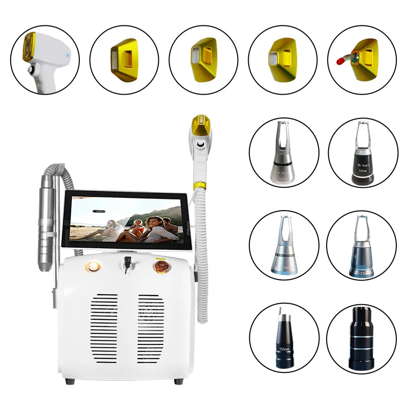 2 in 1 Diode Laser 3 Waves 808 755 1064 Painless 3500W Hair Removal Q Switched Pico Laser carbon peel Tattoo Removal Machine