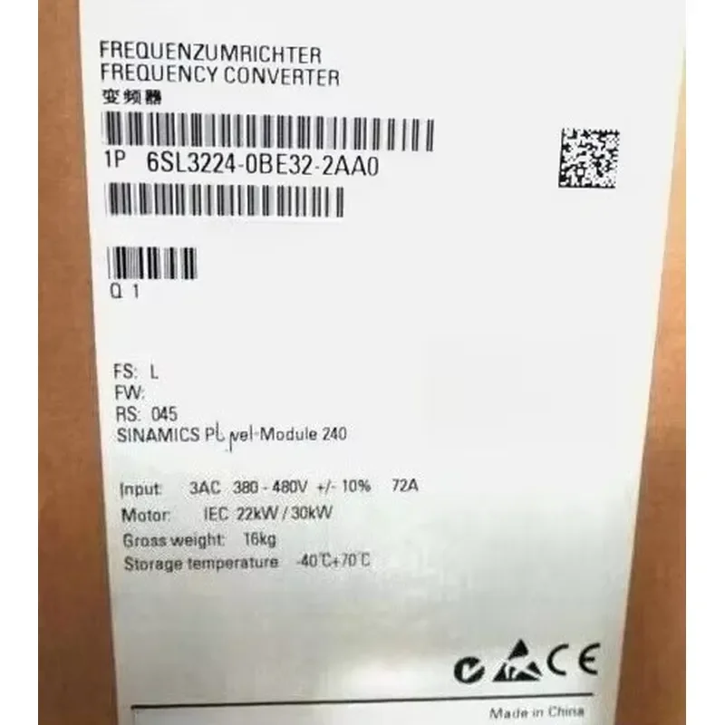

Brand New 6SL3224-0BE22-2AA0 G120 PM240 Power Module with integrated filter class A 380-480V 3VAC Fast Delivey