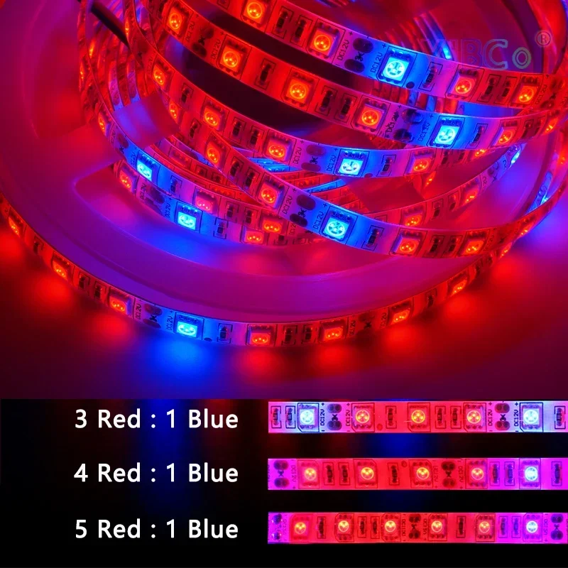 12V 60LEDs/m 5M Phyto Lamps Full Spectrum LED Strip Light SMD 5050 LED Fitolampy Grow Lights For Greenhouse Hydroponic plant