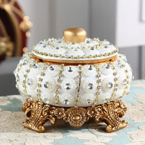 Europese Lichte Luxe Stof Asbak Creatieve Home Decor Grote Capaciteit Kraal Asbakken, Stijlvol Persoonlijkheidsontwerp, Indoor Ornament - afbeelding 1