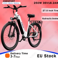 ONESPORT OT05 Electric Bicycle 250W Brushless Motor 36V18.2AH Lithium Battery Electric Bike 27.5 Inch Tire Hydraulic Brake EBike