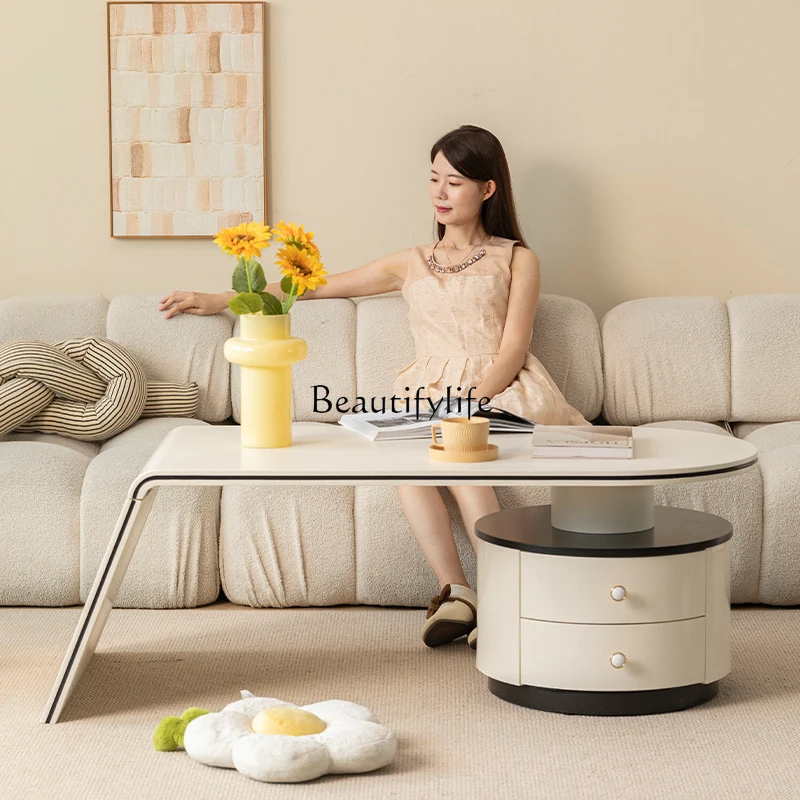 

2025 new coffee table TV cabinet combination modern minimalist household living room small apartment cream wind coffee table