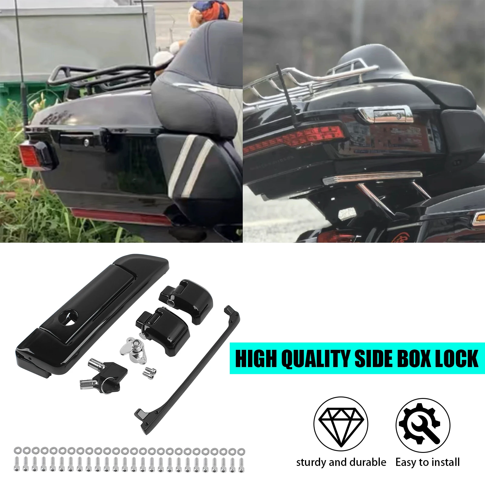 Motorcycle Black Pack Trunk Latches Key Hinges for Harley Touring Electra Road Street Glide Ultra-Classic 2014-2024