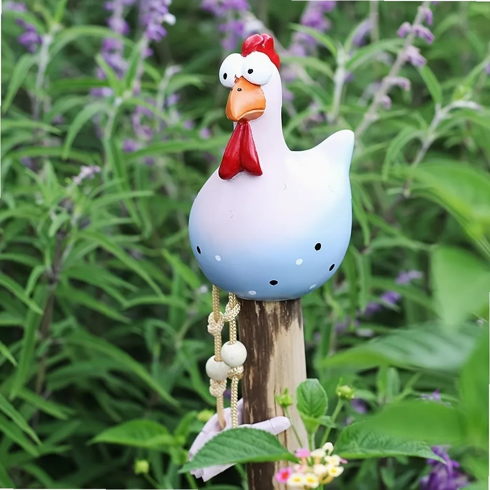 Cute Long Leg Chicken Resin Statue Funny Spoof Garden Yard Decoration Home Ornament