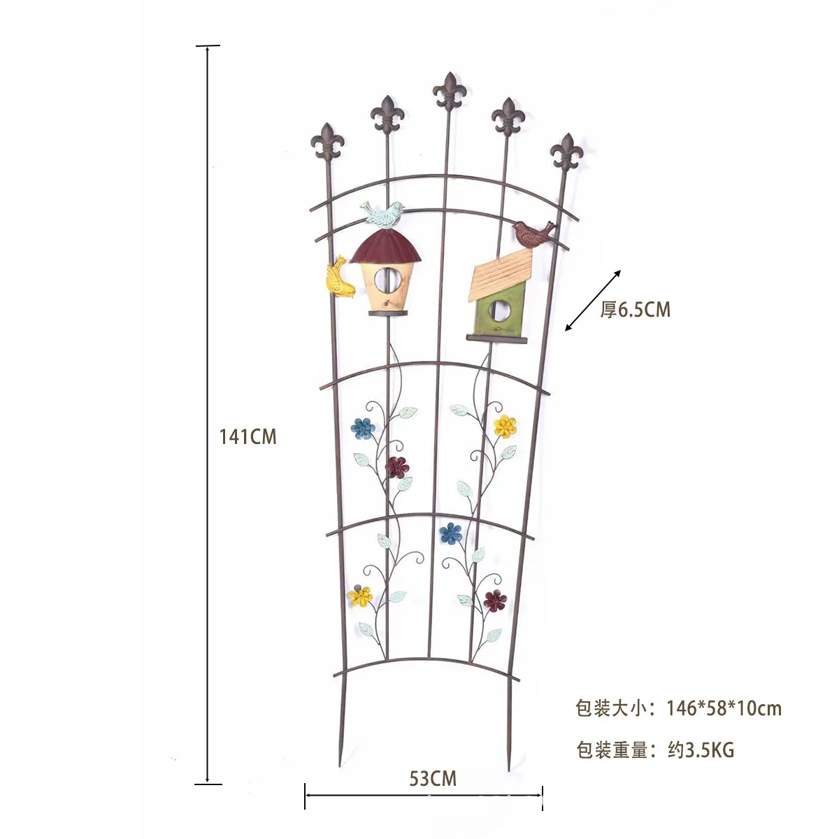 Cross-border wrought iron old clematis rose plant climbing vine frame bracket outdoor courtyard fence fence flower stand retro
