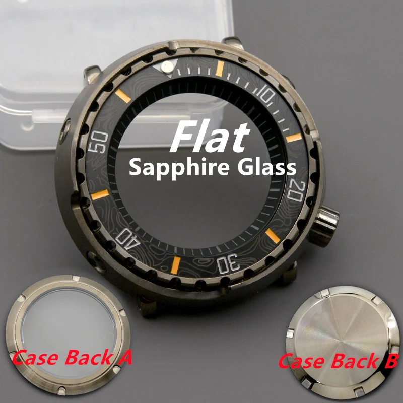 Grey Tunas Canned Watch Case With Gun Color Fit NH34 NH35 NH36 Stainless Steel Watch Parts Sapphire Crystal