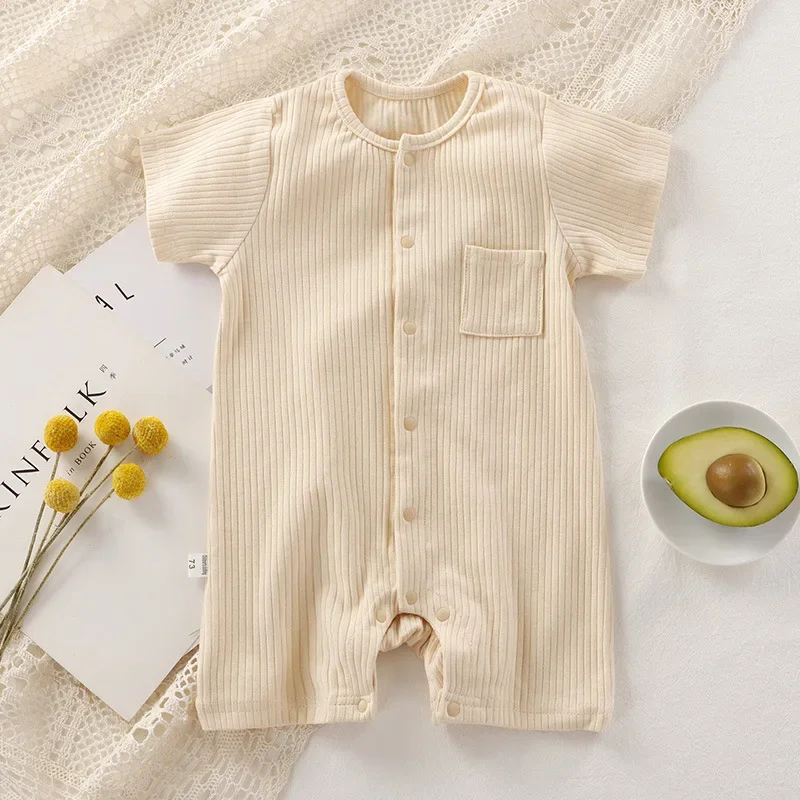 

Newborn Baby Short Sleeve Romper for Twins Boys Girls Cotton Summer Bodysuits Toddler One-pieces 0 To 24 Months Clothes 2023