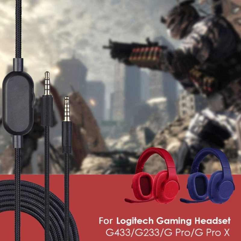كابل بديل 3.5 ملم مع التحكم في مستوى الصوت لسلك سماعة الأذن G433/G233 يعمل على ترقية معدات الألعاب الخاصة بك وتقليل فقدان