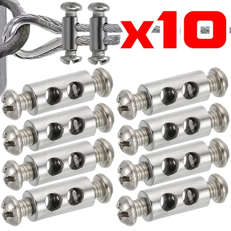 10x Copper Wire Rope Locking Bolt Adjustable Cable Clamp Fastener Lock Gripper for Motorcycle Throttle Brake Cable Stopper Parts