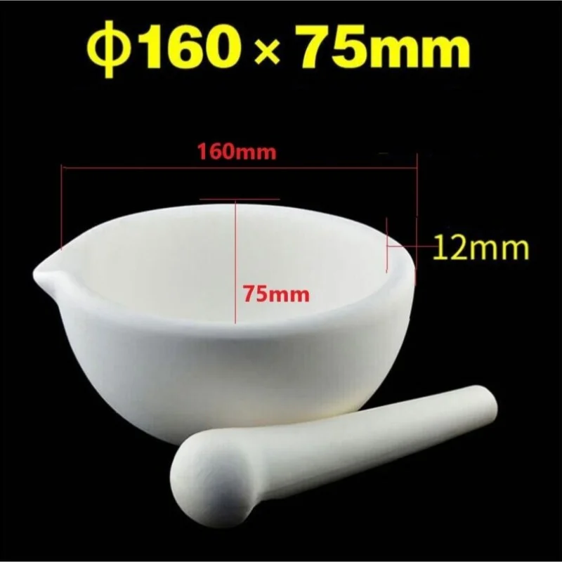 Alumina Almofariz Cerâmico e Pilão, Lab Grinding, 148mm, 5,1 "OD, 160mm, 99%