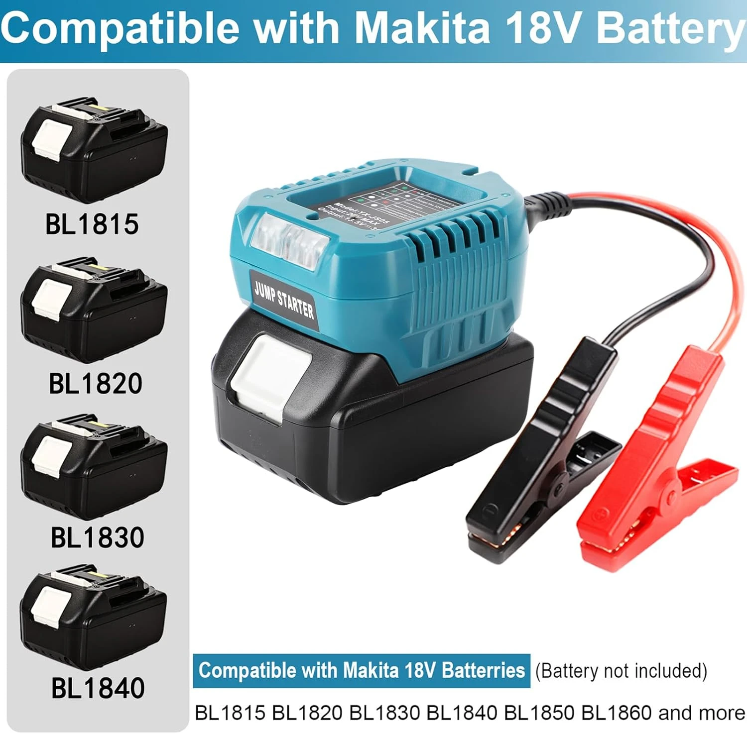 Car Jump Starter Adapter Compatible with for Makita/Milwaukee/Dewalt/Bosch 18 V/20 V,Portable 11 AWG 1.2 FT Jumper Cable Kit