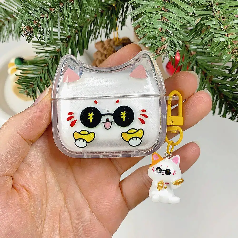 Cute Lucky Cat Dustproof Shockproof Earphone Case For AirPods 4 3 Pro 2 Pro3 Wireless Bluetooth Earphone Protective Cover
