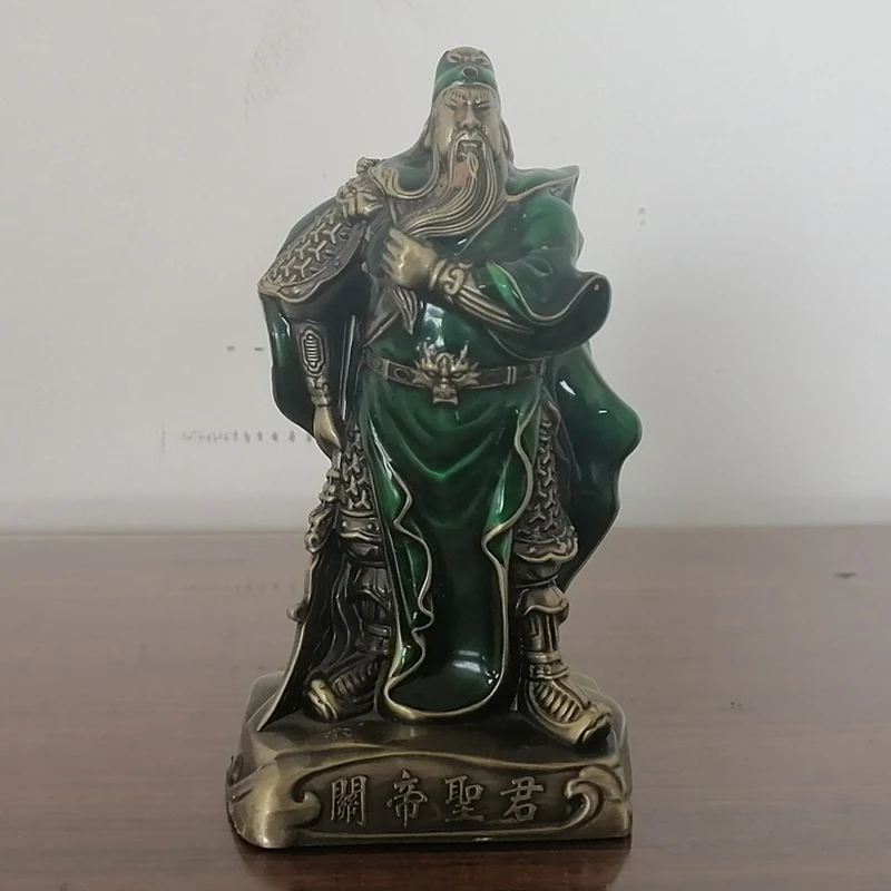 5.12Inch Guan Yu Figure Figurine Small Bronze Statues Sculpture Metal Gifts Living Room Decoration Accessories For Home