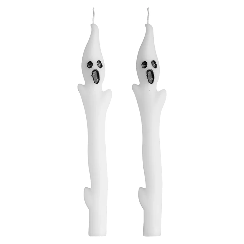 ABNO-Decoraciones de Halloween para interiores, 2 velas de fantasmas espeluznantes, velas cónicas de Halloween de 9,8 pulgadas para decoración de fiestas, mesa de hogar
