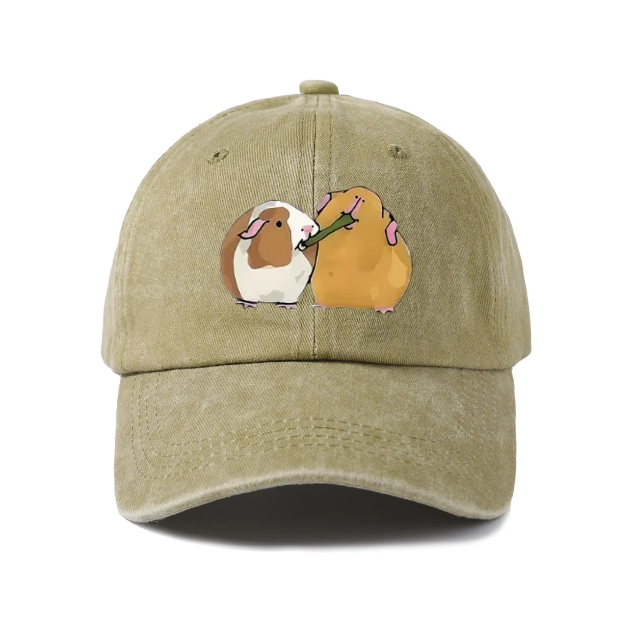 Whimsical Creature Illustration Baseball Cap, Vintage Washed Adjustable Unisex Dad Hat, Streetwear Gift