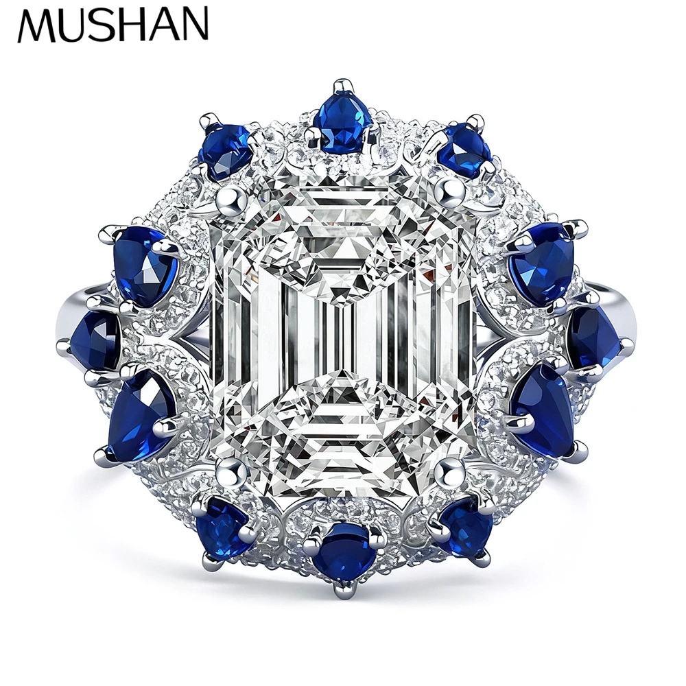 

Ювелирные изделия MuShan: Кольцо из стерлингового серебра 925 пробы с муассанитом и бриллиантами, формальное кольцо для жены, позолота 18К, патент MST