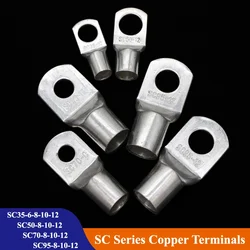 1~ 50pcs SC Series Wire Nose Terminal SC35/50/70/95 Bare Copper Battery Block Lugs Hole ID /6/8/10/12mm Crimp Cable Connector