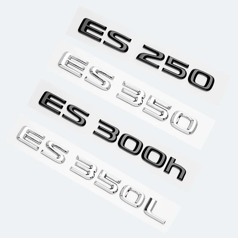 3D Chrome Glossy Black ABS Letters ES200 ES250 ES260 ES300 ES350 ES300h ES350h HYBRID Emblem For Lexus Car Trunk Logo Sticker