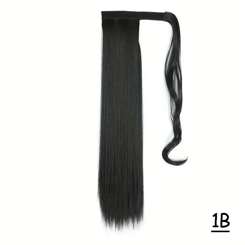 Cola de caballo sintética lisa de 24 pulgadas, fibra de alta temperatura, extensión de cabello 6
