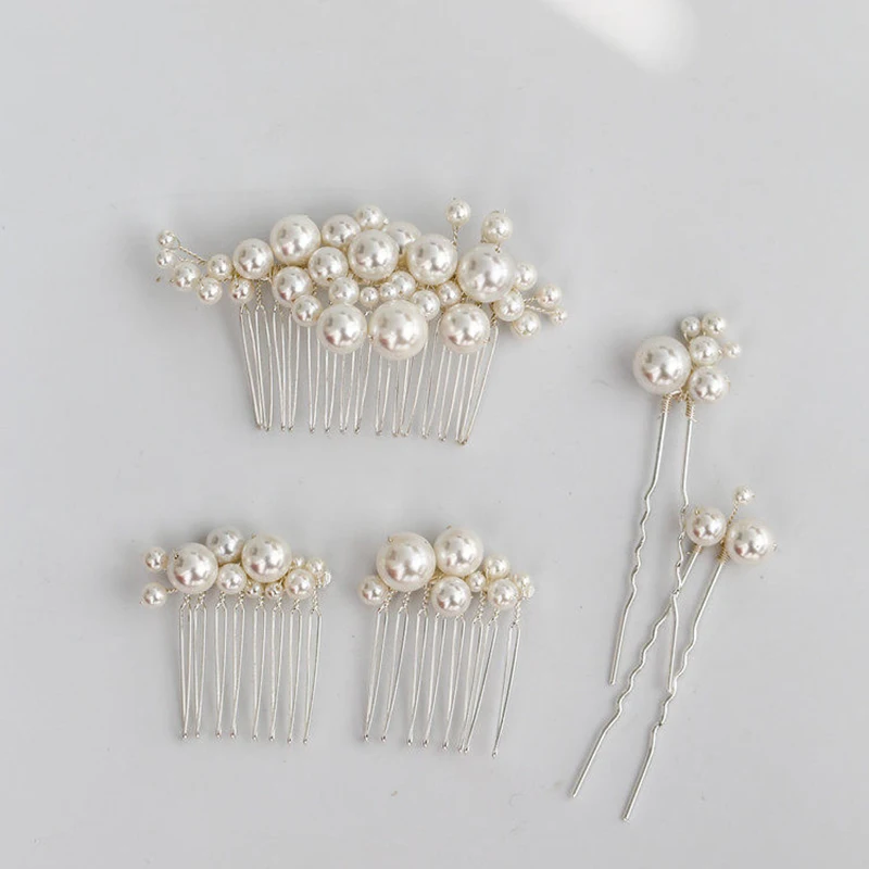 Ins Pearls Bridal Hair Pins Clips Set Handmade Wedding Prom Headpiece Girls Bobby Pin