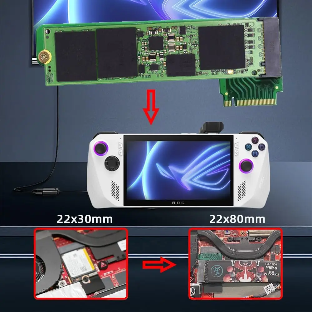 90 Degree Angled PCI-E 4.0NVME M-Key M.2 22x30mm to 22x80mm High Storage Extension SSD Converter Board Upgrade Expansion Adapter