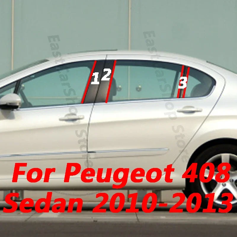 

For Peugeot 408 2010 2011 2012 2013 Car Middle Window B C Center Pillar Sticker PC Decorative Central Cover Accessories