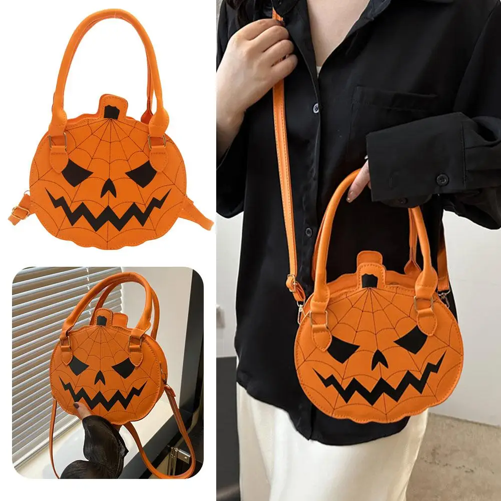 Women Funny Cute Pumpkin Handbag Simple Shoulder Round Bag for Ladies Cute Crossbody Purse Party Travel Daily Accessory Bags