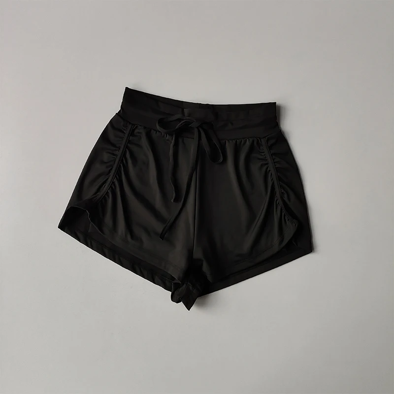 Short de sport taille haute à séchage rapide pour femme, short de yoga et de course, vêtements externes, faux deux pièces