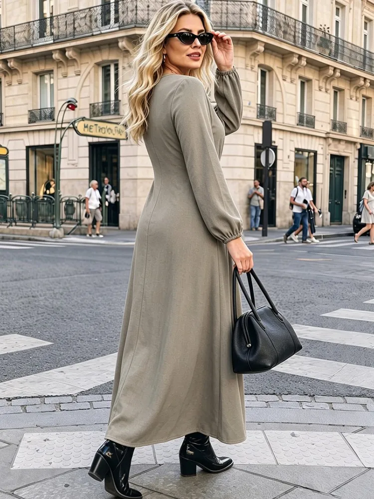 XL-4XL Plus Size Clothes Dresses Women Robes Autumn Long Sleeve Street Style Casual 3XL 4XL Big Size Long Maxi Dress Oversized 3