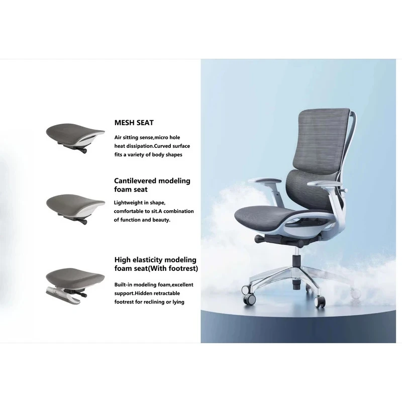 Modern Office Comfor Revolving Ergonomic Mesh Chair Aluminum Base L Furniture