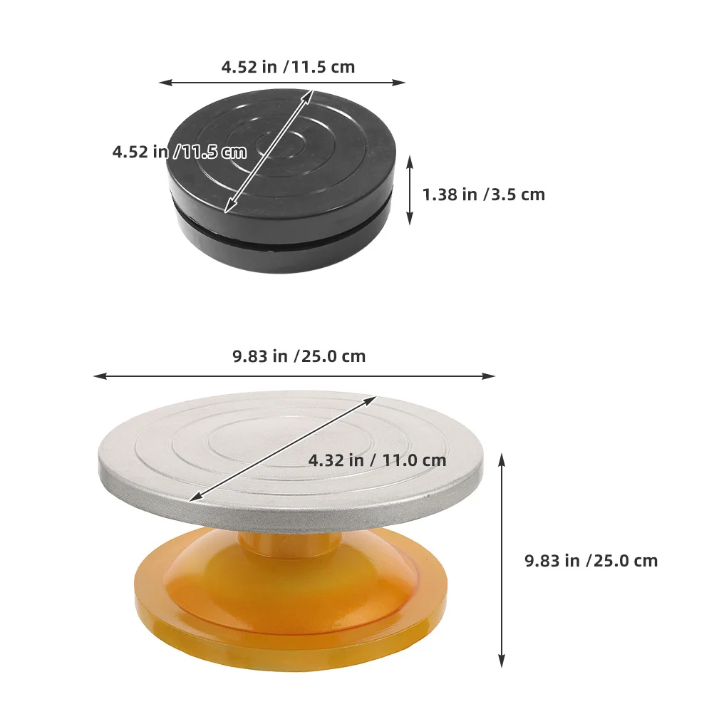 

2pcs Plastic Cake Turntable Resistant Non-Skid Base Smooth Easy Clean Baking Tool For Cake Decorating Diy Artwork