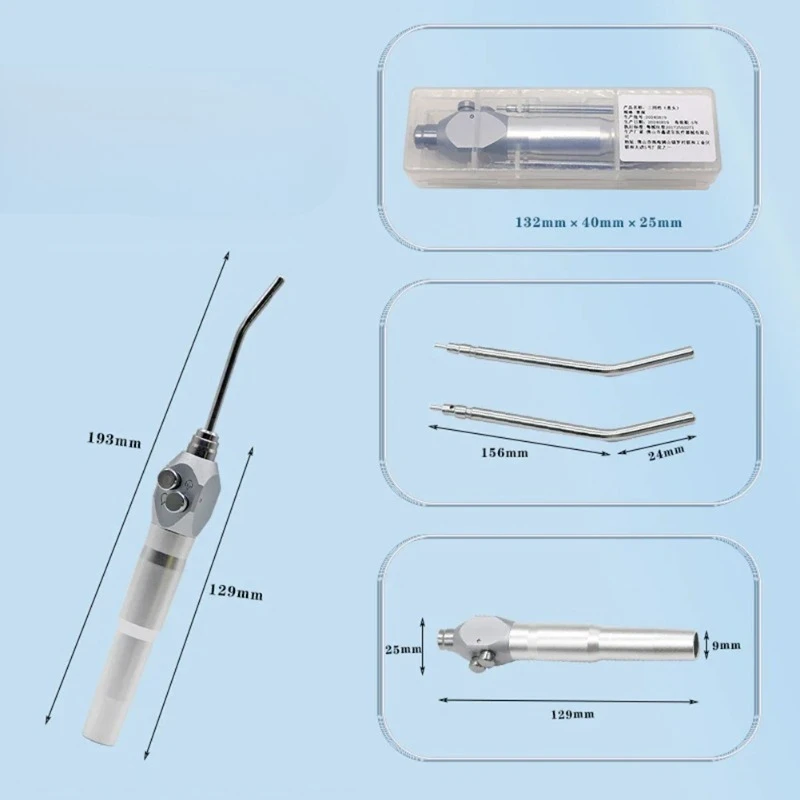 1 Set Air Water Spray  Handpiece 3-Way Triple Curved Straight Tools with 2Pcs Nozzle Tips Tube Rod Best Tools s