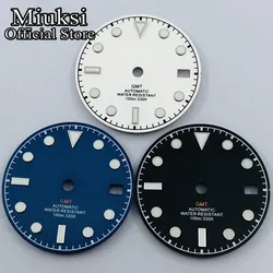 Miuksi 29mm black blue white watch dial fit NH34 NH35 movement fit 3 o'clock crown 3.8 o'clock crown