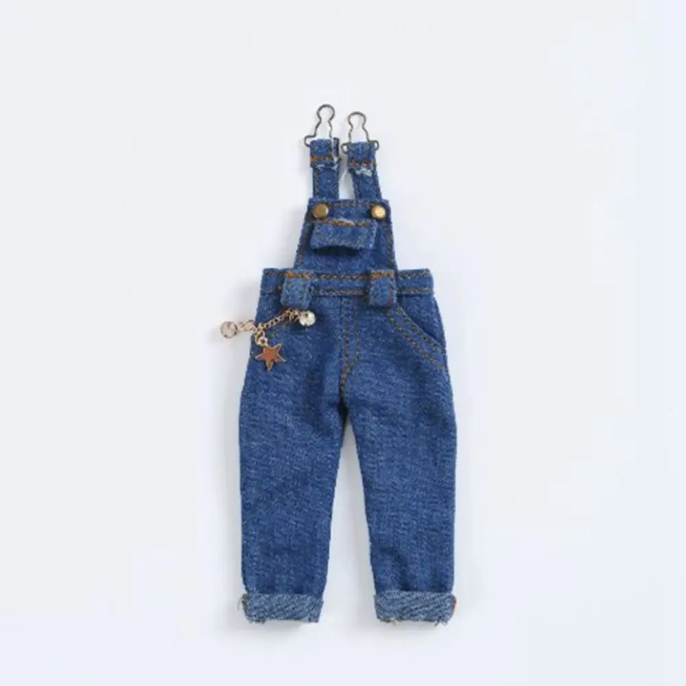 Fashion Doll Princess Pants Cute Kids Toys Jeans Overalls Clothes Casual Wears Doll Straps Denim Trousers for 1/12 Dolls
