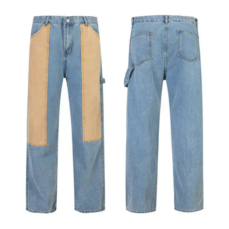 

Свободные прямые джинсы, повседневные свободные джинсы, женские и мужские длинные брюки, модные молодежные джинсы Dync, всесезонные, чистый цвет