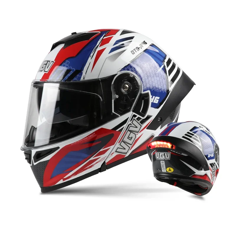 Motorcycle Helmet Men's Four Season Locomotive Unveiling Helmet Women's Tail with Light Electric Vehicle New casco moto