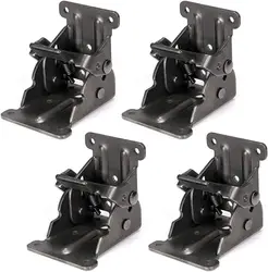 4Pcs Foldable Bracket Folding Locking Hinge Lock Extension Support Bracket Self-Lock Hinge with Screws for Table Bed Leg Feet