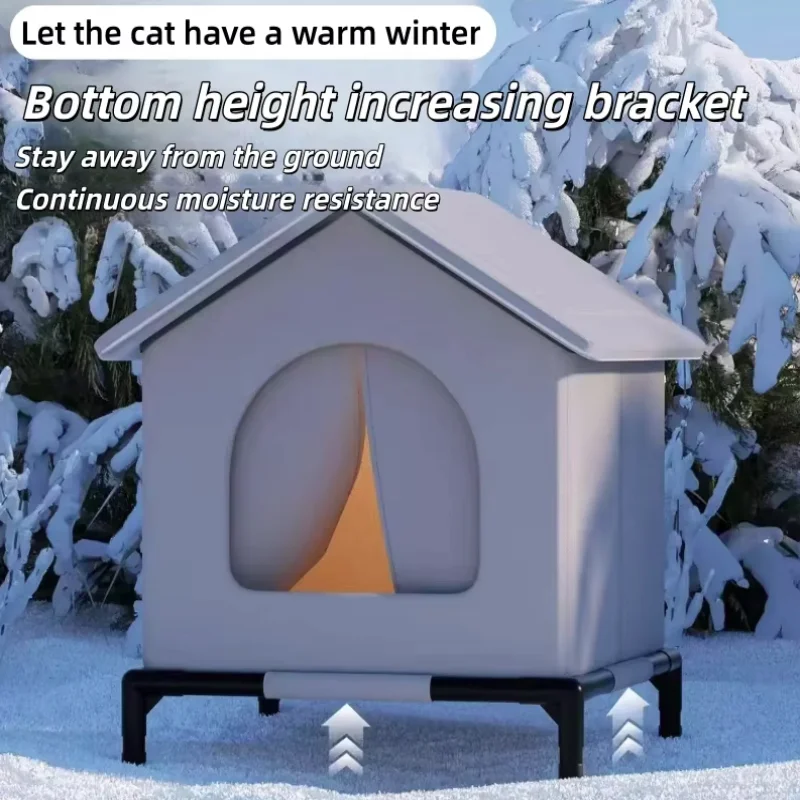 Heated Outdoor Cat Shelter with Elevated Base 2