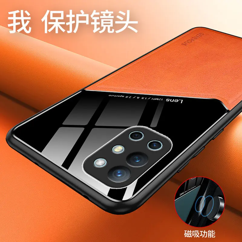 Oneplus 9R LE2101 LE2100 case Car Magnetic Suction Silicone Bumper Leather Plexiglass Hard Cover Case for Oneplus 9R 5G LE2100