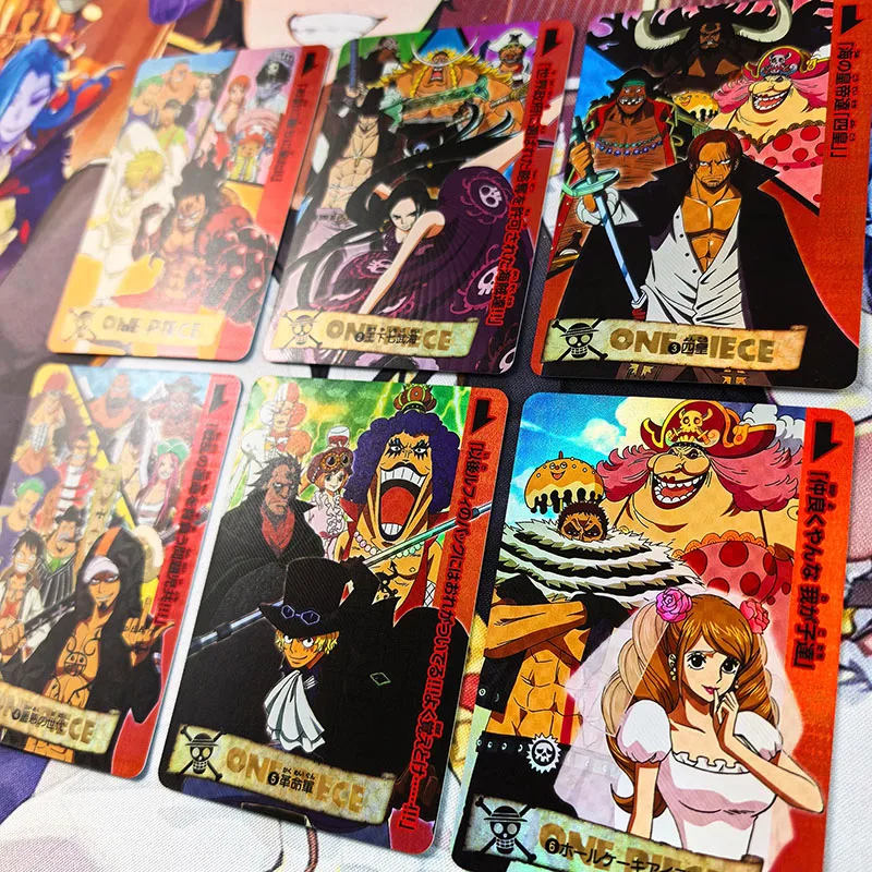 6pcs/set One Piece Whole Cake Island Arc Boa Hancock DIY self-made Color Flash Card Anime Game Collection Card Gift Toy