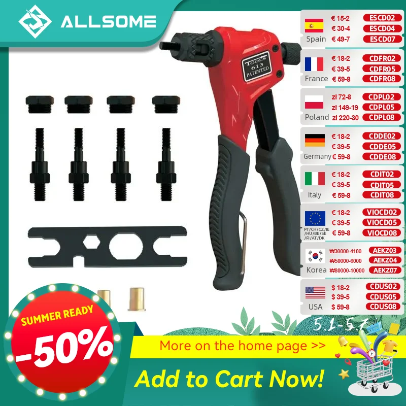 allsome-hand-rivet-nut-kit-with-4-pcs-mandrels-m3-m4-m5-m6-easily-handling-riveting-rivet-gun-kit-w-metric-nose-pieces