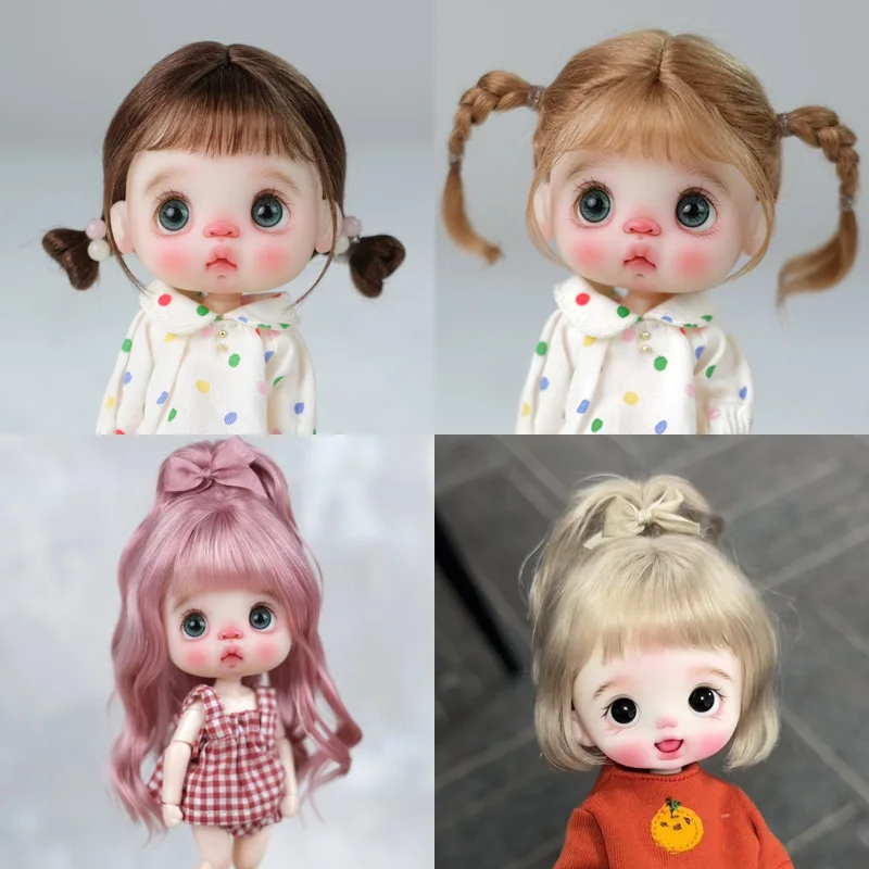 Ob11 Wig Mohair Soft Cute Braid Hair Bangs Long Hair Doll Special Wig  Multi-Color For 1/8 ,1/12 Bjd Doll Accessories 5-6 inches