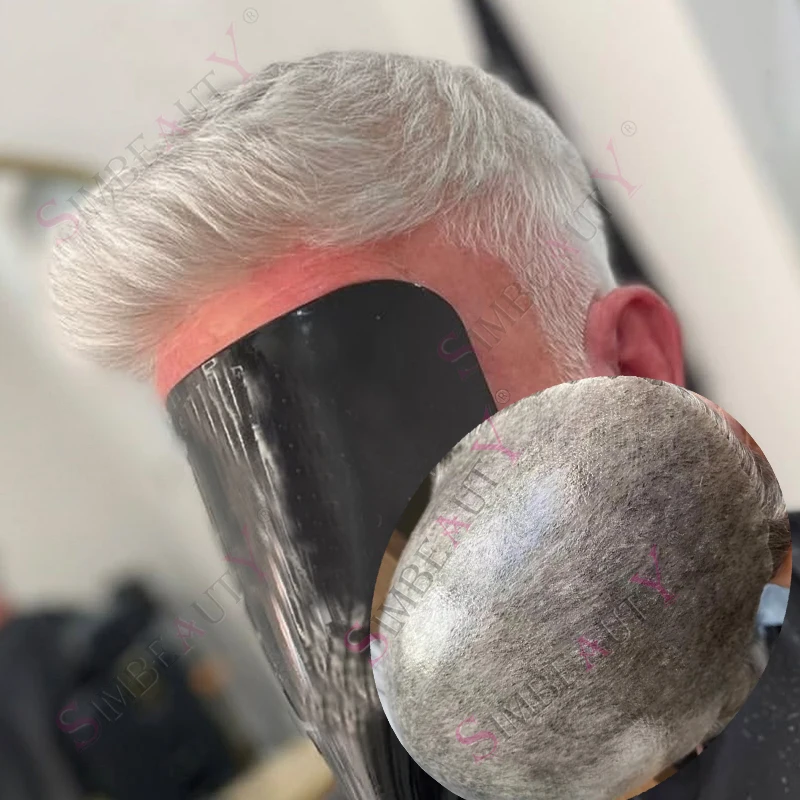 1b80 1B65 1B20 رجل يبلغ من العمر الباروكات شعري طبيعي دائم رقيقة جدا بولي Jet أسود أشقر بني رمادي الرجال الشعر المستعار 100% نظام الشعر البشري #1