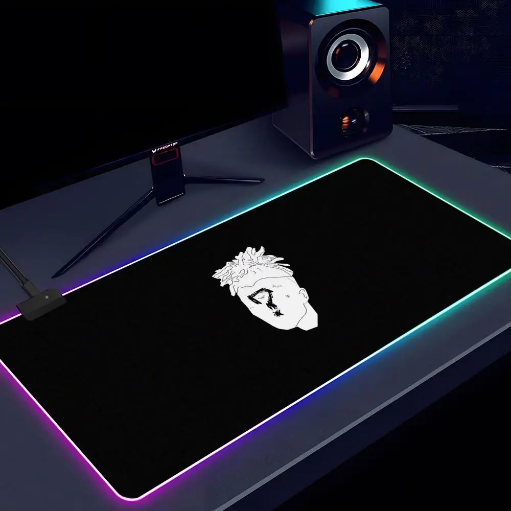 Imagem -06 - Rgb Rapper x -xxxtentacion Mouse Pad Antiderrapante Tapete de Mesa Extra Grande Luminous Office Mouse Pad 1000x500 mm