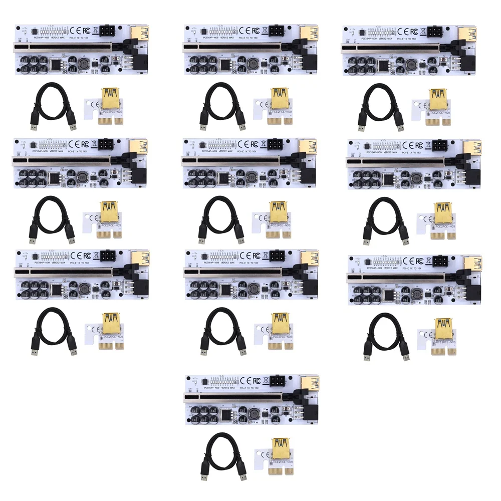 

10PCS VER012 MAX GPU Riser for Video Card PCI-E Riser 012 MAX Pci Express USB 3.0 Cable PCI-E 1X to 16X for BTC Mining