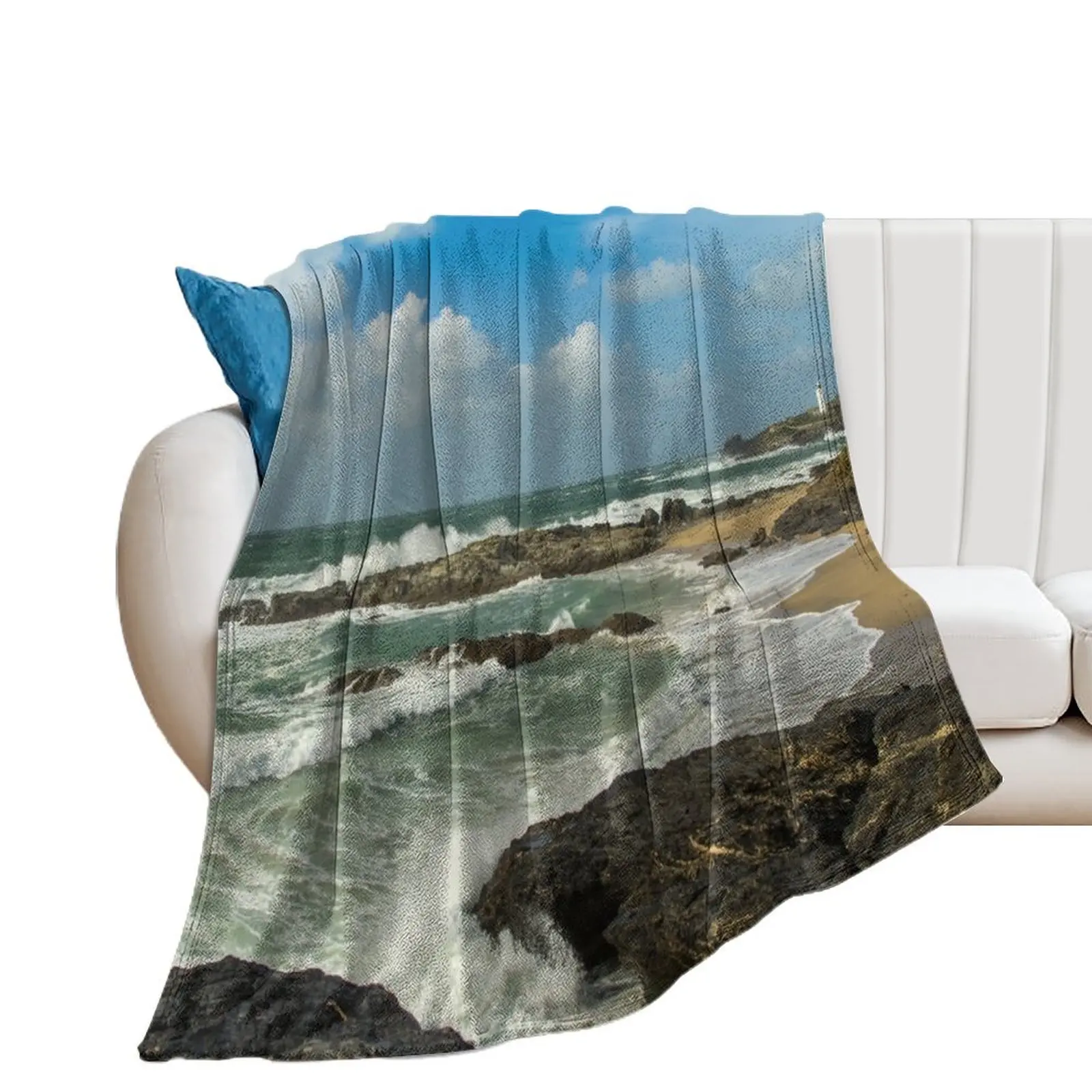 

Godrevy beach and lighthouse Throw Blanket Luxury Throw Flannel Luxury Thicken Blankets