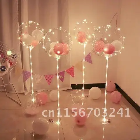 35cm/70cm LED Balloon Column Stand Birthday Party Decor Transparent Bobo Baloon Stick Stand Christmas Wedding Home DecorationsL